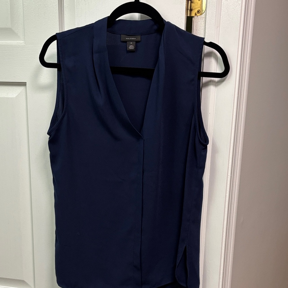 Halogen Deep Blue Sleeveless Blouse